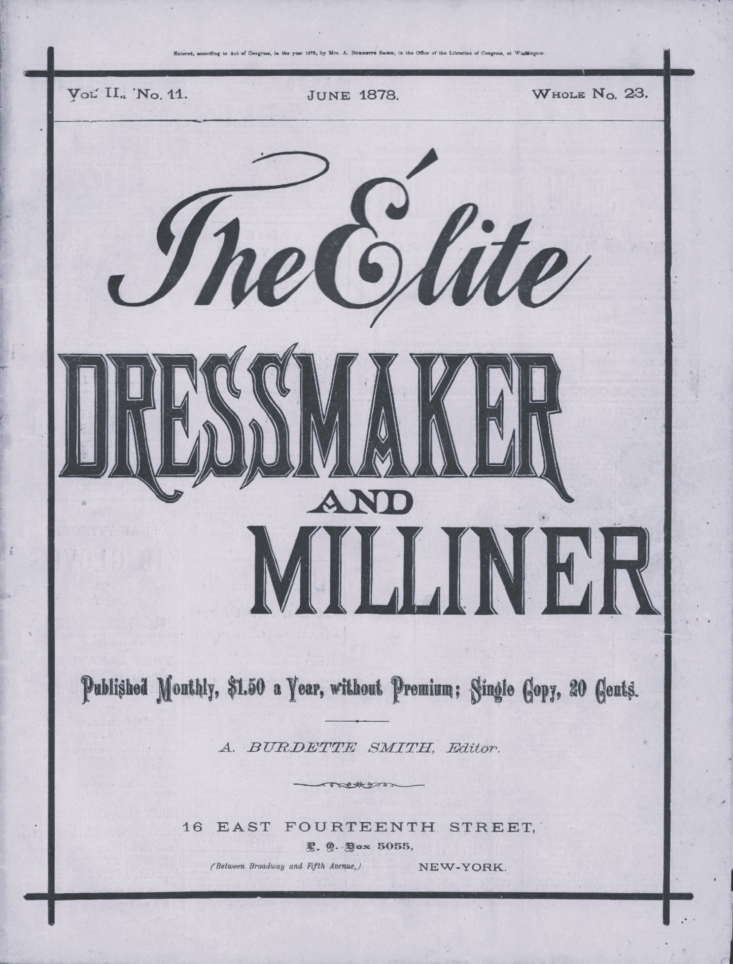 📥 The Elite Dressmaker and Milliner, 1878 June, Vol 2 No 11, E-book INSTANT DOWNLOAD.