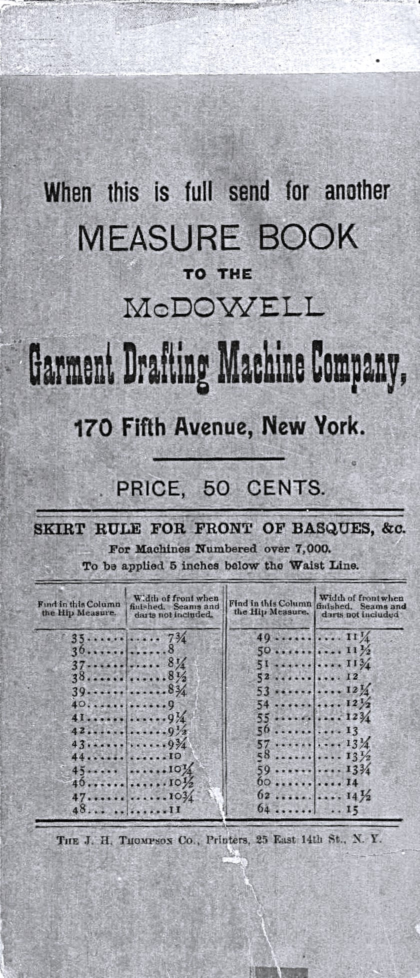 1891 The McDowell Drafting & Cutting Dresses / Measure Book. Instruction Book Garment Drafting Machine Co. Patterns. E-book DOWNLOAD