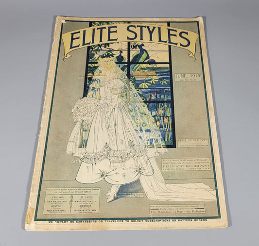 Elite Styles, 1915 June Dressmaker Tailor Fashion Magazine Catalog Ladies Bride