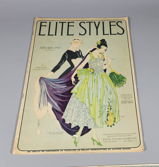 Elite Styles, 1917 January Dressmaker Tailor Fashion Magazine Catalog Patterns