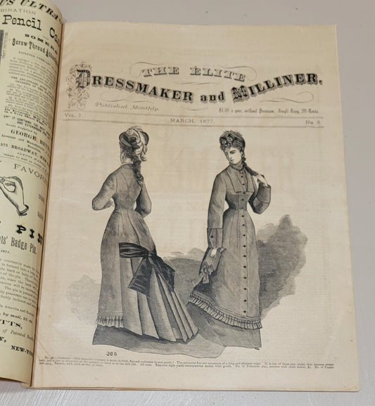 1877 The Elite Dressmaker and Milliner, March, Vol 1 No 8.