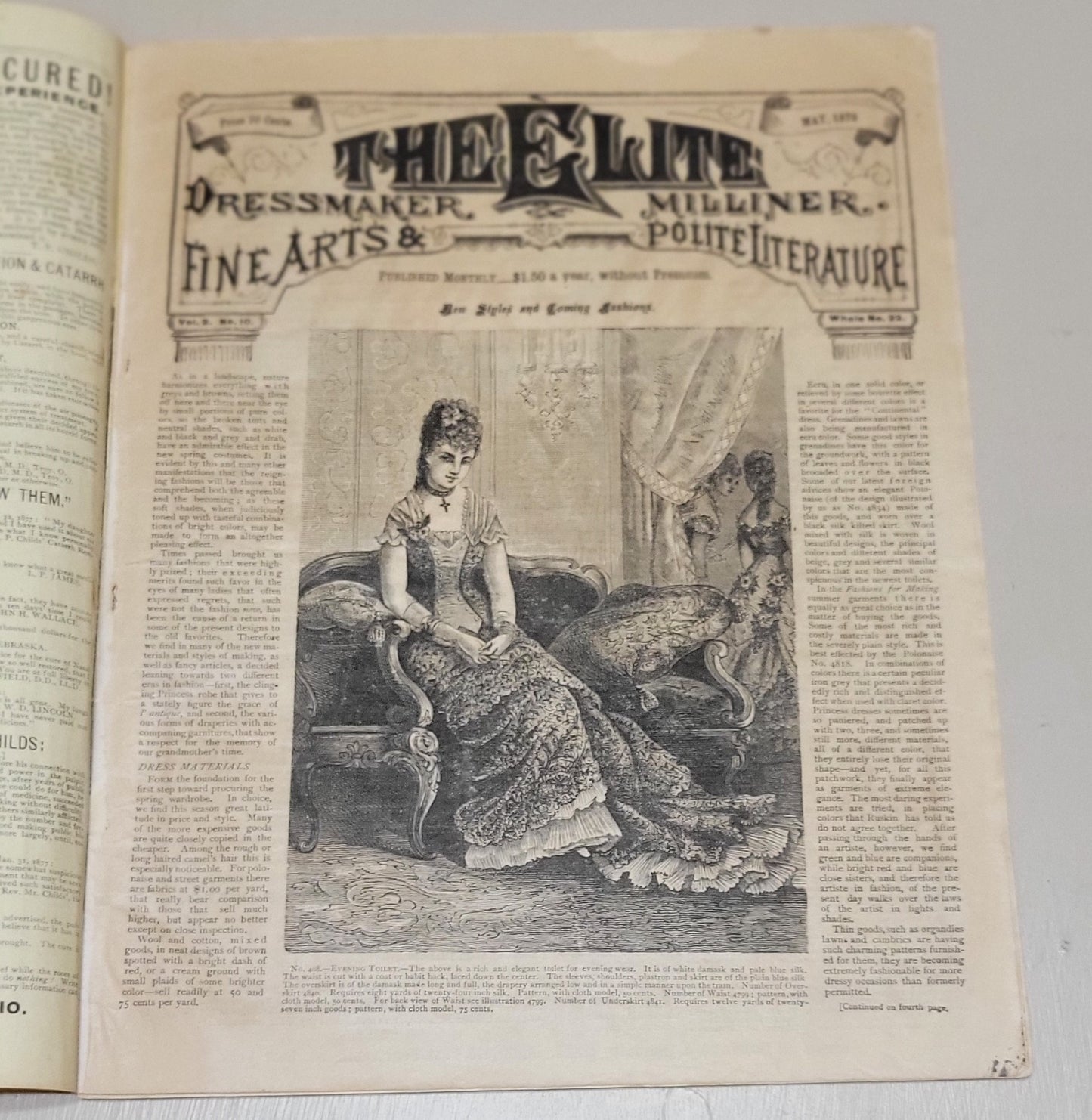 1878 The Elite Dressmaker and Milliner, May, Vol 2 No 10