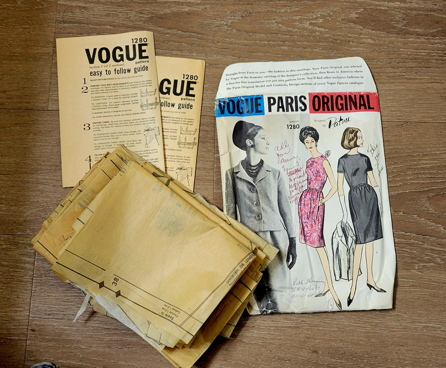 Vogue 1280 Patou Paris Sewing Pattern Printed Cut Size 16