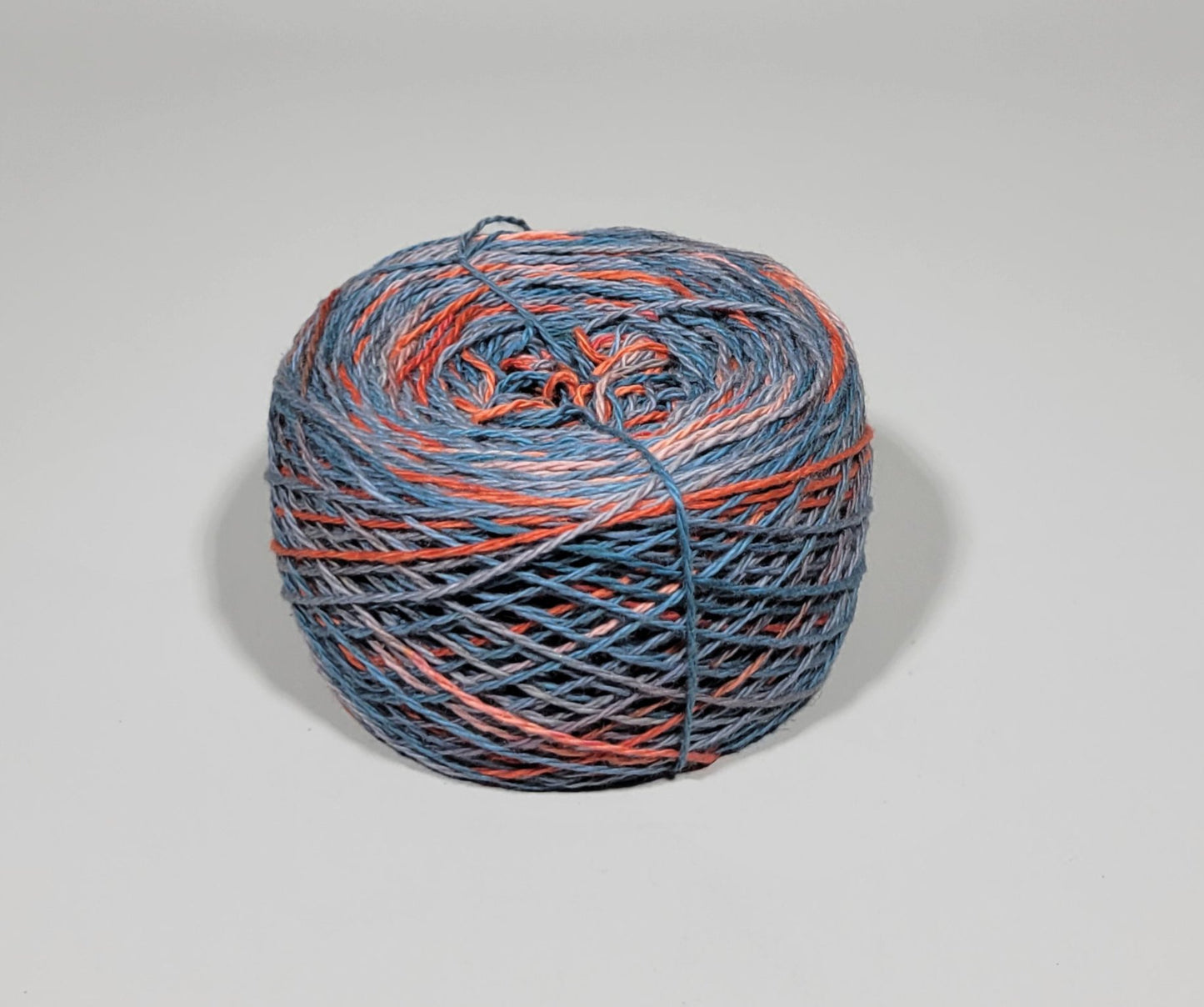 Dyed Cotton / Linen Blend Yarn. Blue and Red. Fingering Weight.