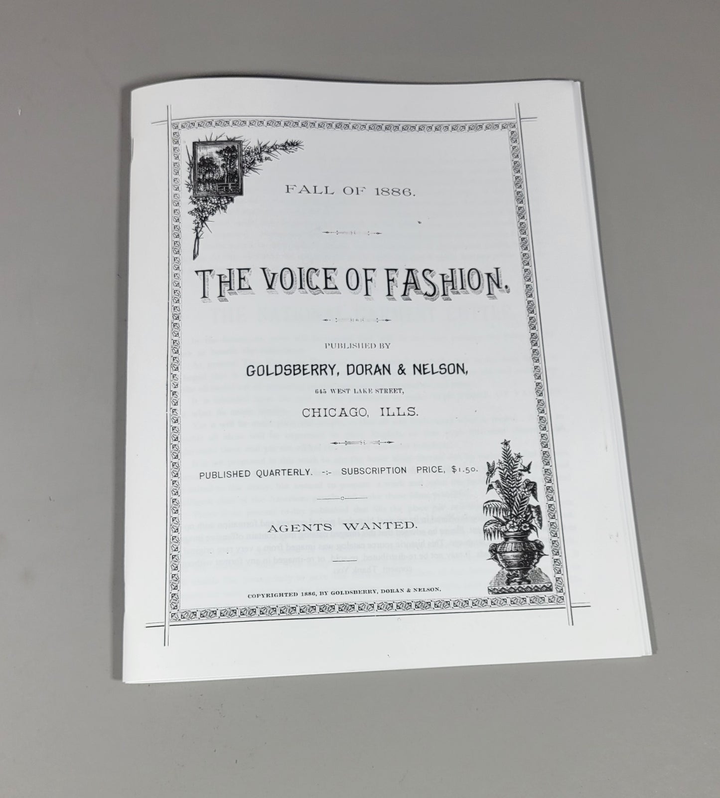 Voice of Fashion Pattern Book, Fall 1886, Chicago Publishing Co, National Garment Cutter. REPRINT.