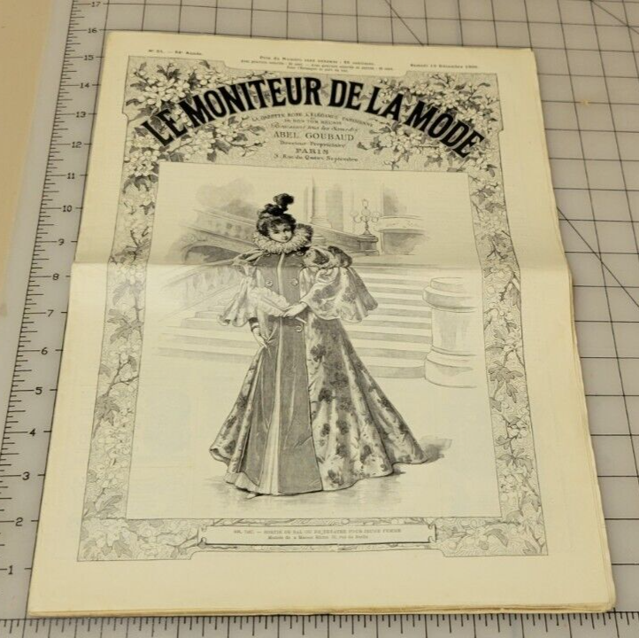 Rare 1896 Le Moniteur de la Mode December French Fashion Included Caplet Pattern