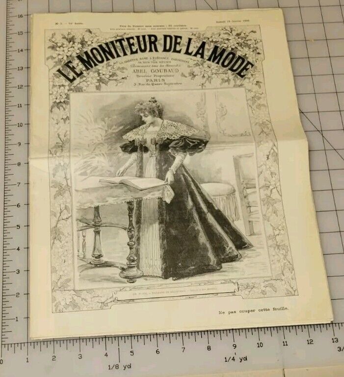 Rare 1896 Le Moniteur de la Mode January French Fashion Included Bodice Pattern