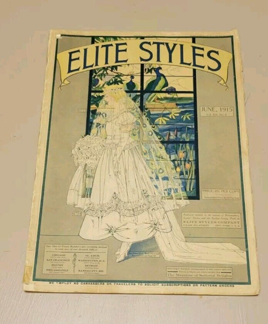 1915 Elite Styles June Dressmaker Tailor Fashion Magazine Catalog Ladies Bride