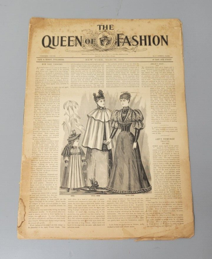 1893 Original The Queen of Fashion Paper March. New York Ladies' Fashion Pattern