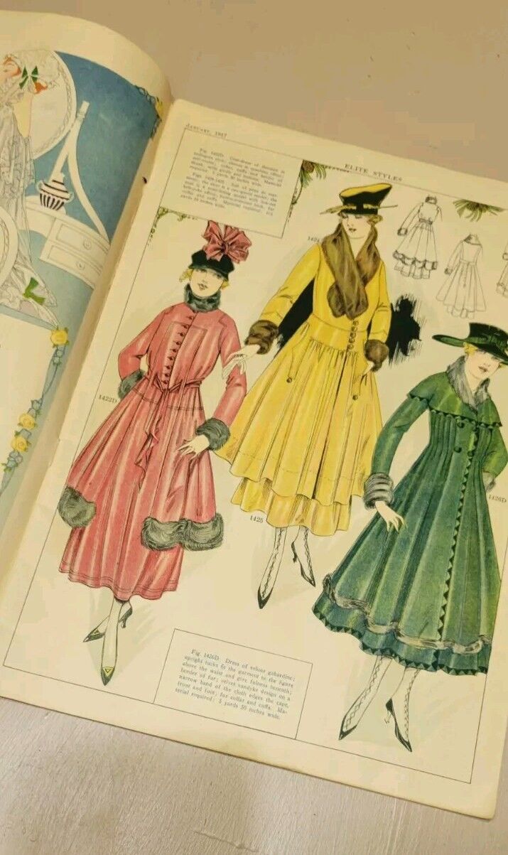 1917 Elite Styles January Dressmaker Tailor Fashion Magazine Catalog Patterns