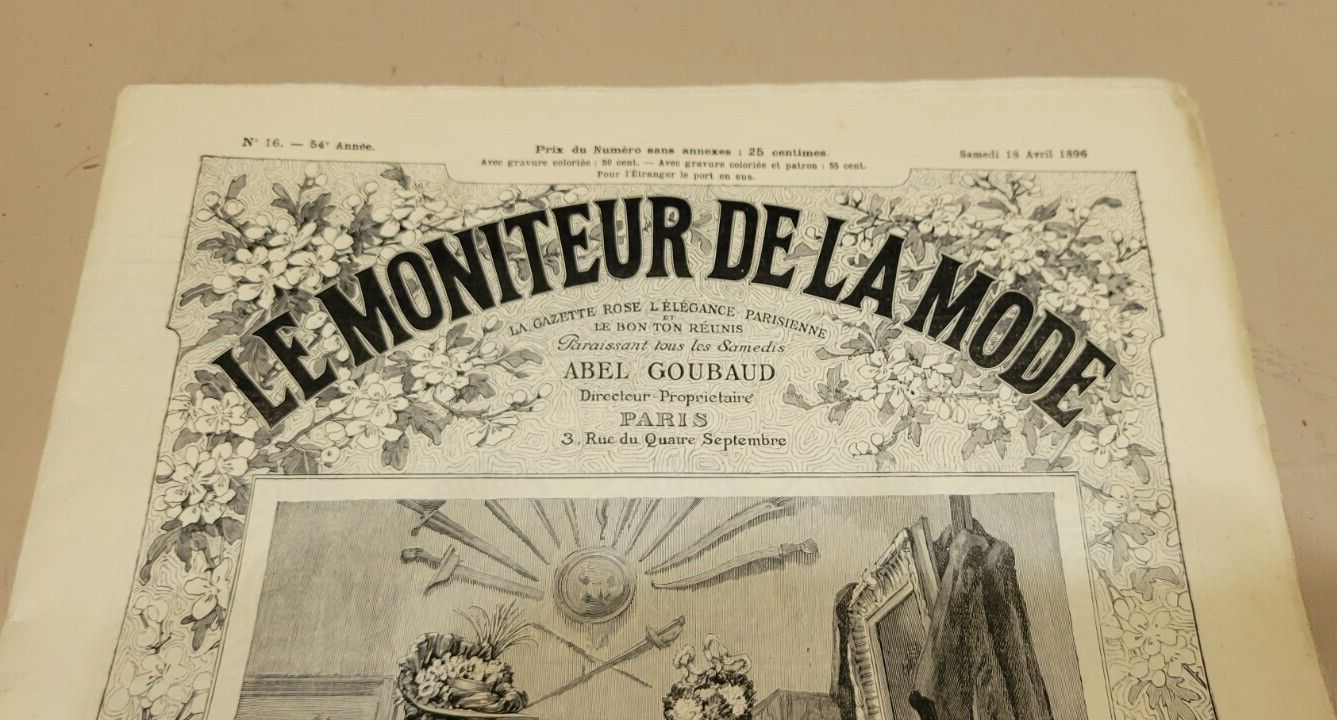 Rare 1895 Le Moniteur de la Mode April French Fashion Included Skirt Pattern