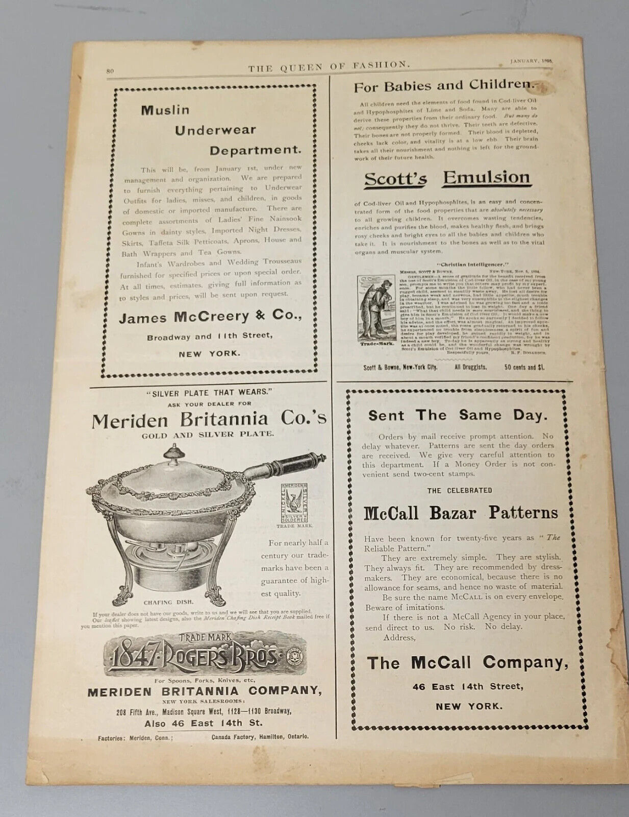 1895 Queen of Fashion Paper, January. Original. The McCalls Co. Vol 22 No 5.