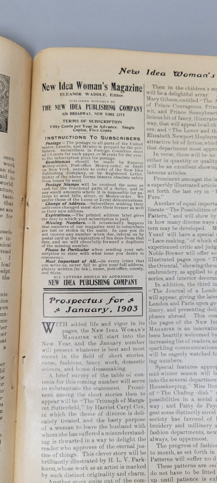 1902 New Idea Womans Magazine December Fashion Articles Edwardian Era Christmas