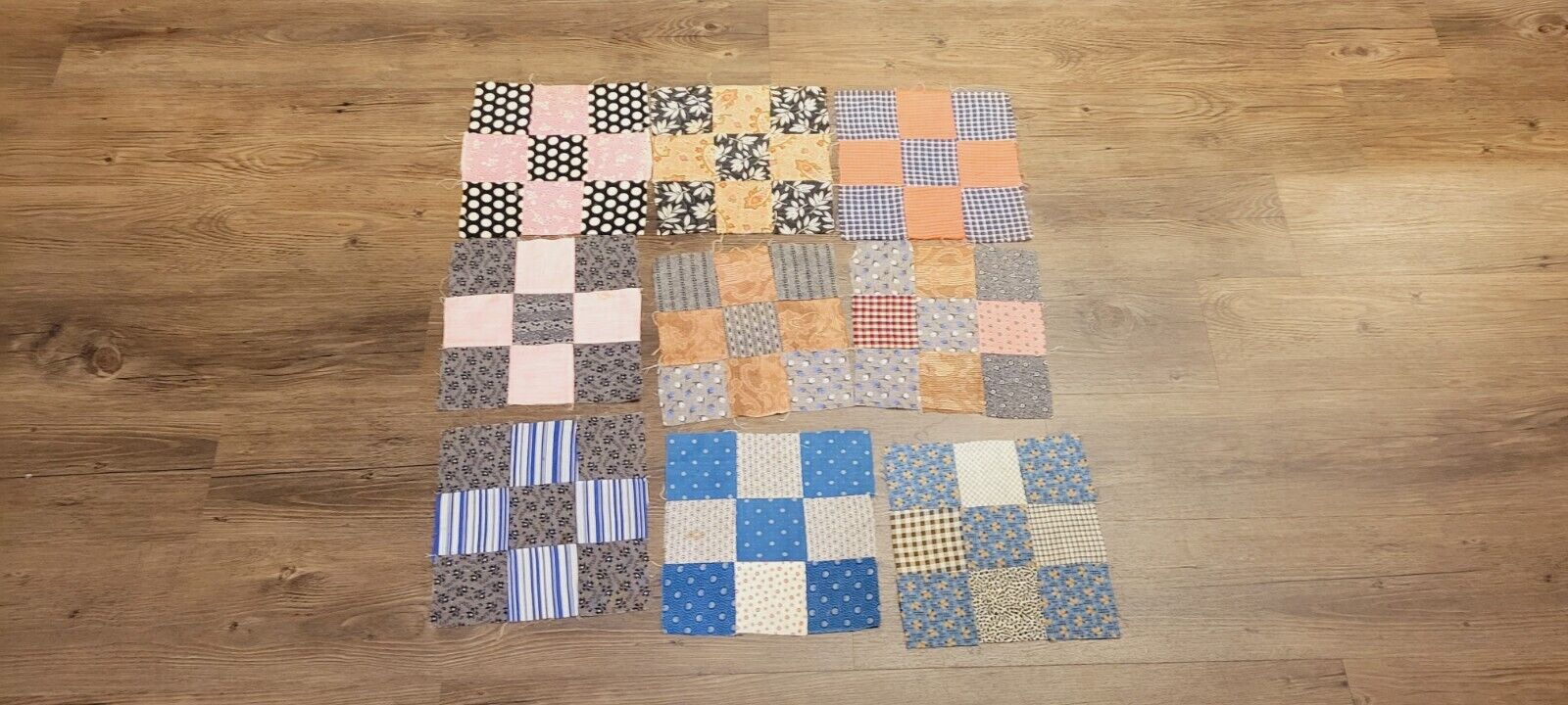 26 Quilt Squares Cotton 1890s - 1910s Unfinished Lot Sewn Block Vintage