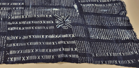 Vintage African Mud Cloth Indigo Dyed Resist Hand Woven Cotton Mali Fabric Shawl