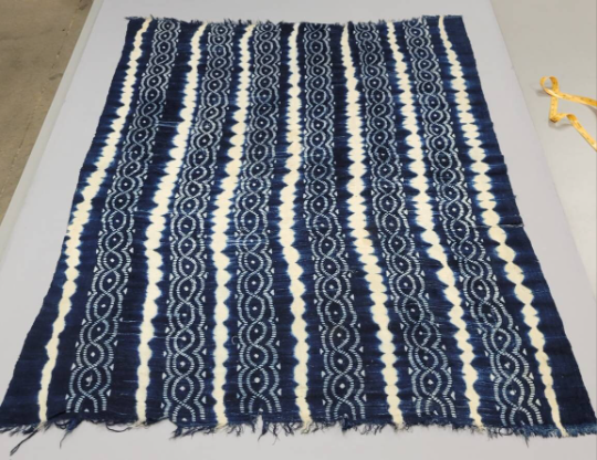 Vintage Mud Cloth Indigo Dyed Hand Woven Damask Cotton Mali Fabric Shawl Africa