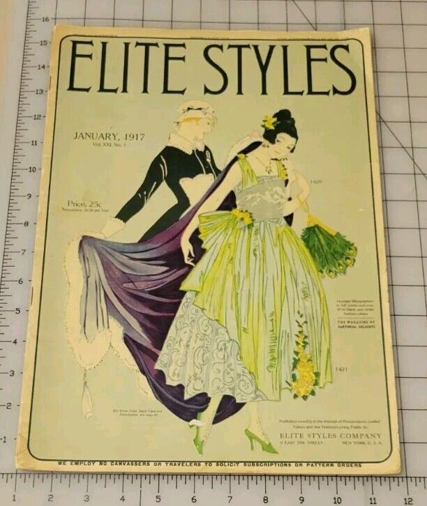 1917 Elite Styles January Dressmaker Tailor Fashion Magazine Catalog Patterns