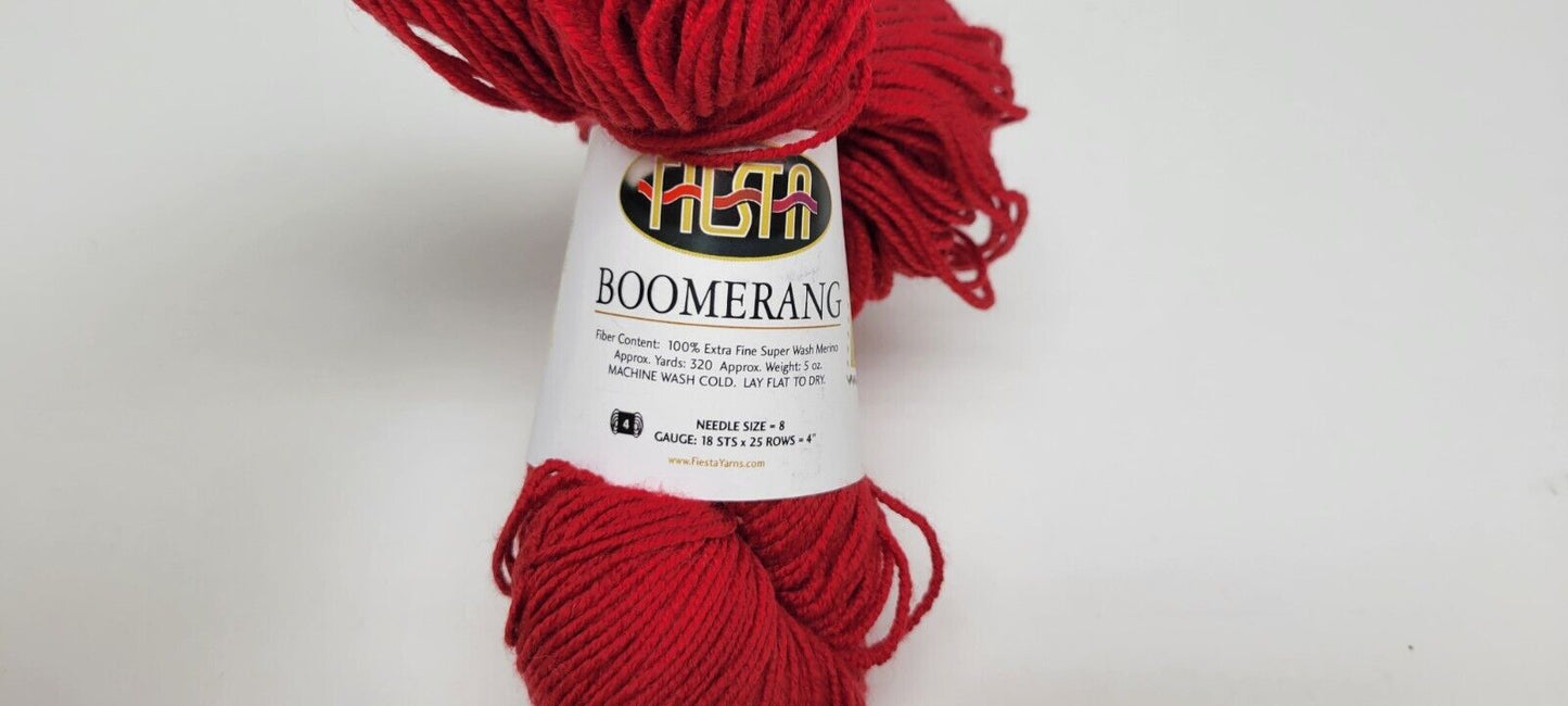 Red Fiesta Extra Fine Super Wash Merino Wool Skein Boomerang 320 Yards