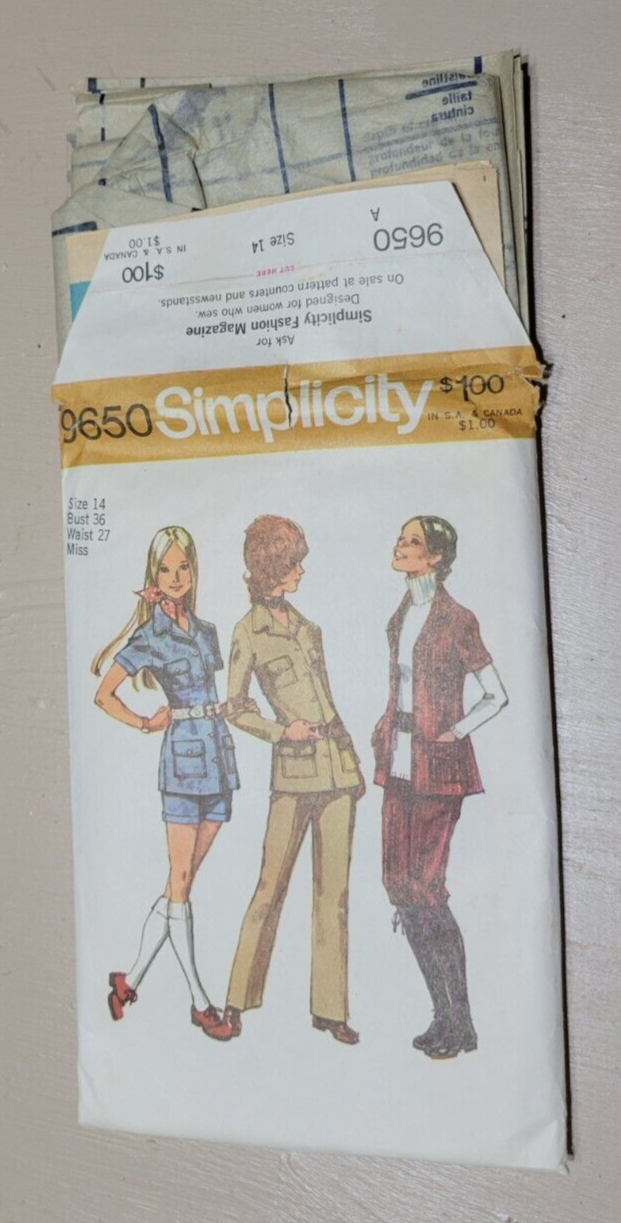 1970s Simplicity Pattern Lot 9 Bellbottoms, Caftans, Babydoll Dress Miss Juniors