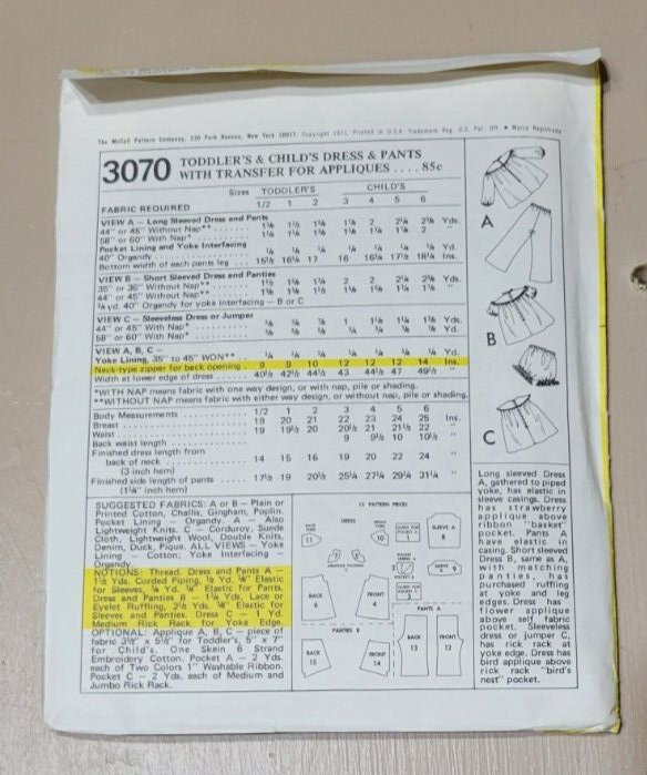 1950s Simplicity 3603 & McCalls 3070 Pattern UNCUT Toddler Child Dress Jumper