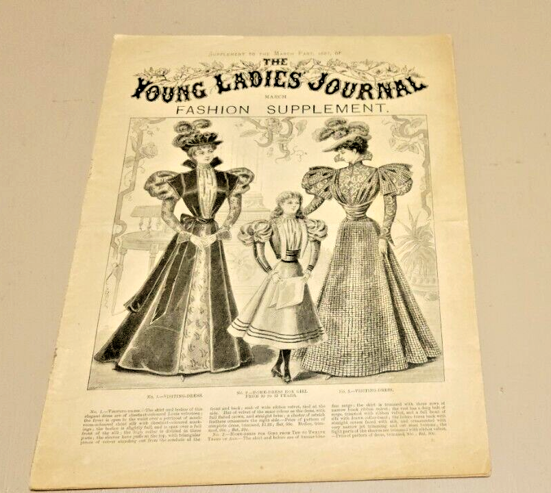 1897 Young Ladies Journal Fashion Supplement March Paper Victorian