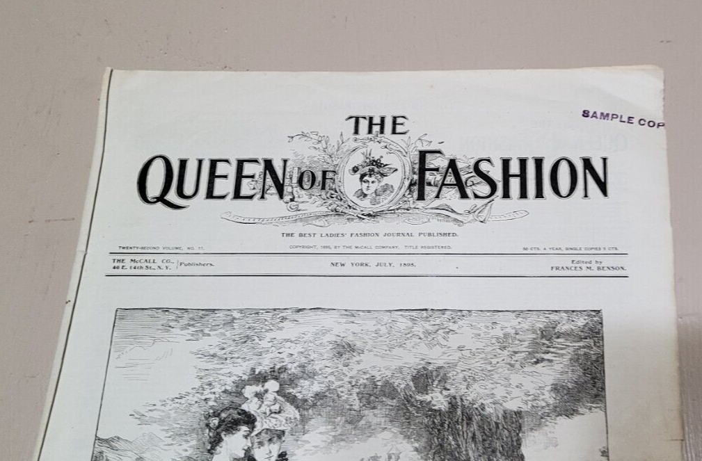 1895 Original The Queen of Fashion Paper July. New York Ladies' McCalls Pattern