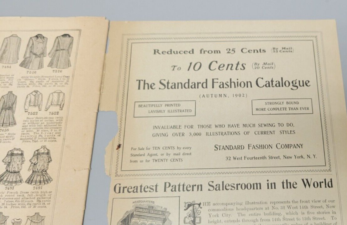 1902 Handy Catalogue Standard Patterns Fashions Mail Order Original Edwardian