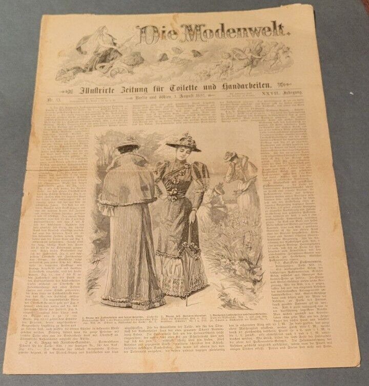 1892 Die Modenwelt Paper Fashion August. German Publish Original, Vol 27 No 21.