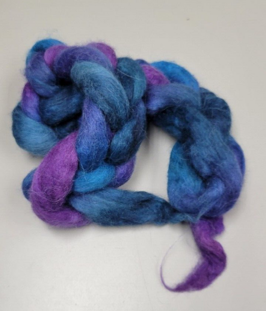 Silky Fine Alpaca Braid Roving Blue Purple 2.1 oz