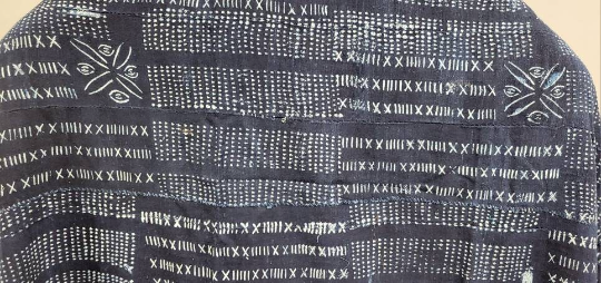 Vintage African Mud Cloth Indigo Dyed Resist Hand Woven Cotton Mali Fabric Shawl