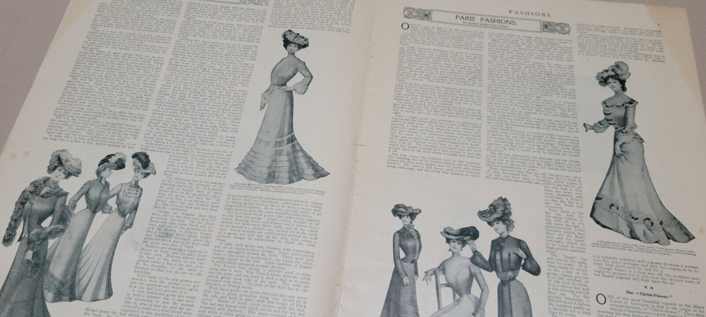 1901 FASHIONS. December Journal American Woman Paper Original Dress, Victorian