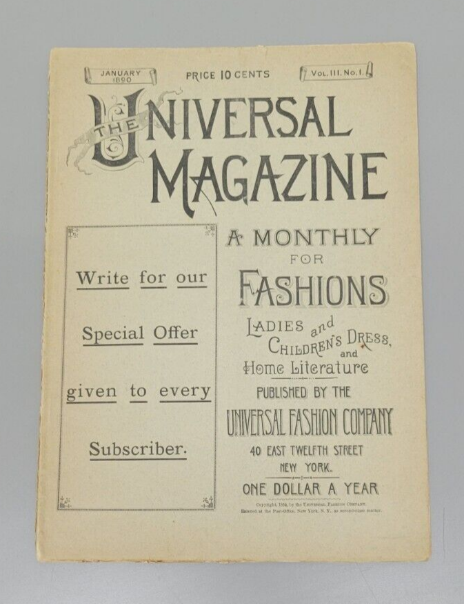 Rare 1890 Universal Magazine Januar Monthly Catalog Fashions Mail Order Patterns