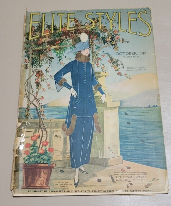 1918 Elite Styles October Dressmaker Tailor Fashion Magazine Catalog Ladies