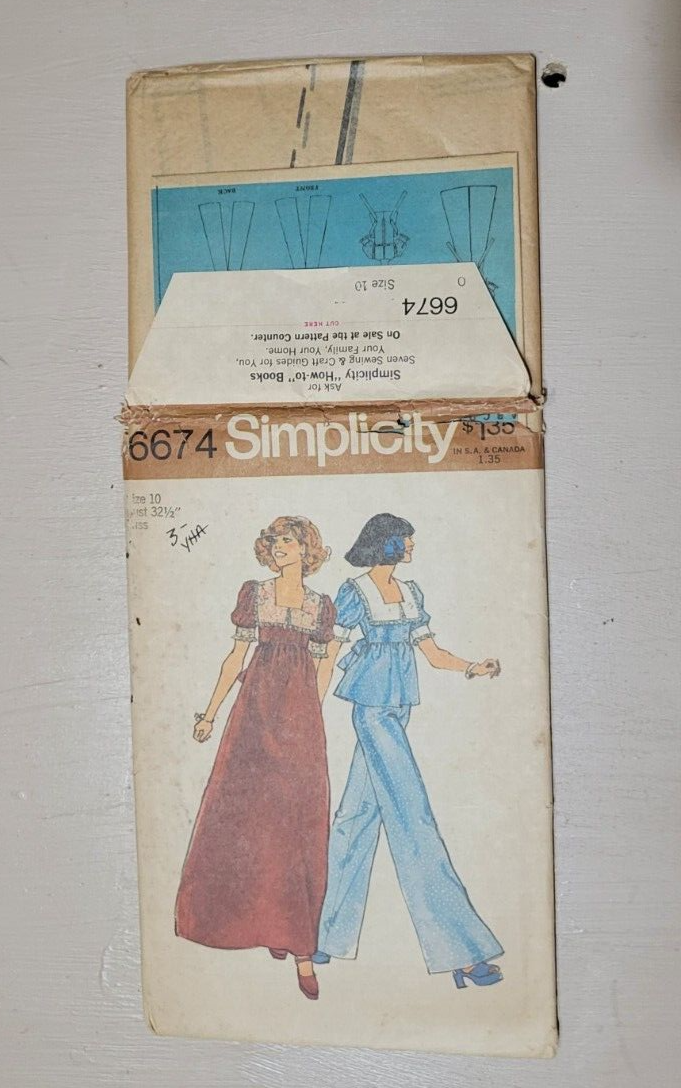 1970s Simplicity Pattern Lot 9 Bellbottoms, Caftans, Babydoll Dress Miss Juniors