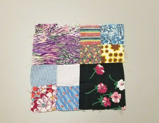 22 Vintage 7-8" Four (4) Patch Quilt Blocks, Unfinished Squares. 1930s - 1960s