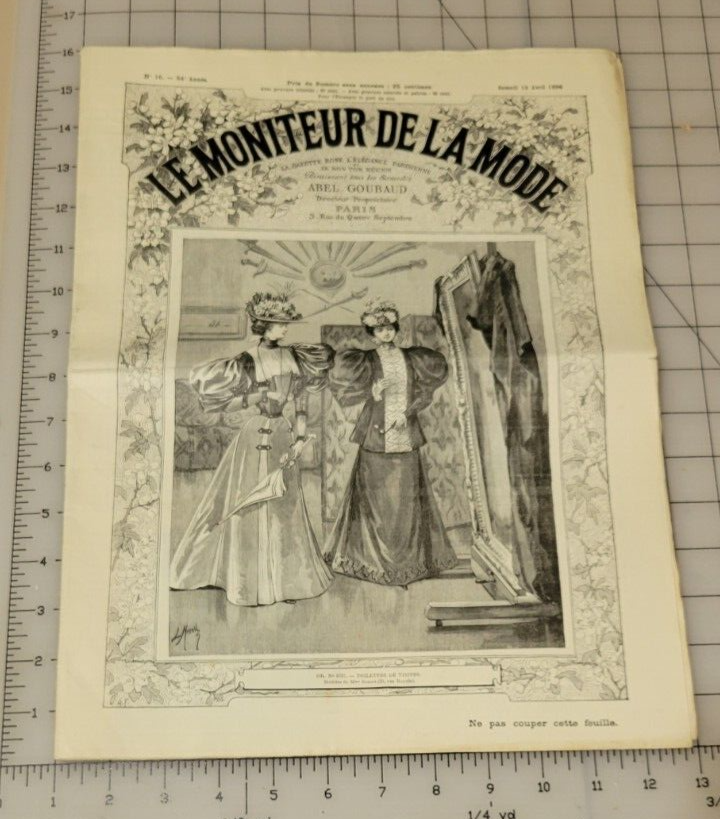 Rare 1895 Le Moniteur de la Mode April French Fashion Included Skirt Pattern