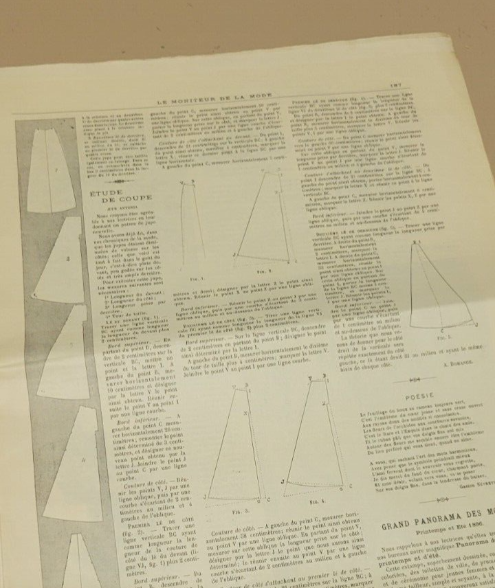 Rare 1895 Le Moniteur de la Mode April French Fashion Included Skirt Pattern