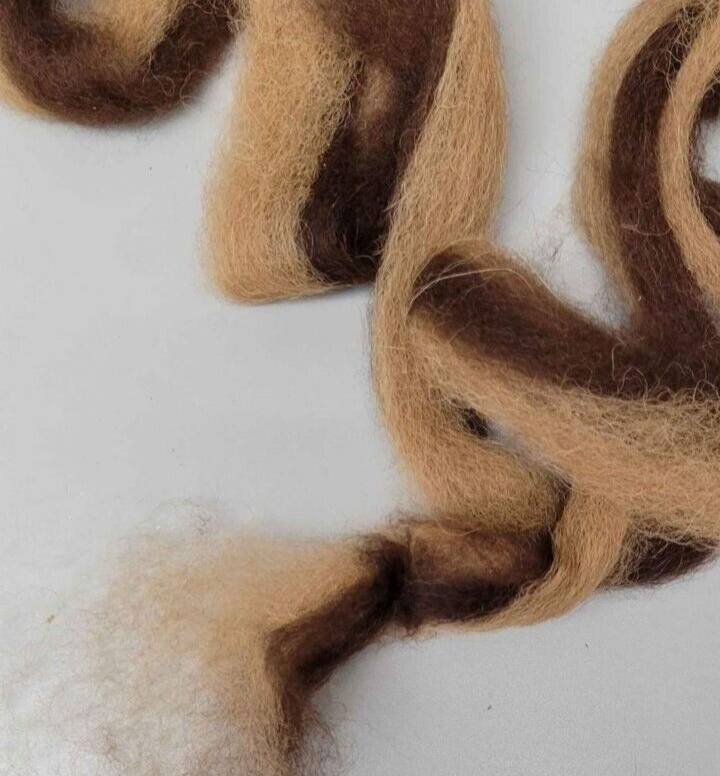 Alpaca Roving, Natural 2 Colorway, Tan & Brown 8 oz Bump Fiber