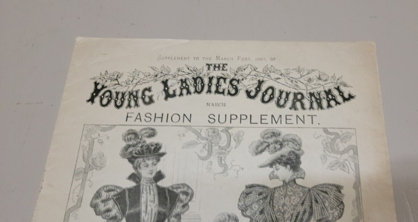 1897 Young Ladies Journal Fashion Supplement March Paper Victorian