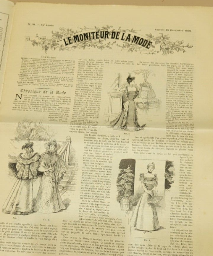 Rare 1896 Le Moniteur de la Mode December French Fashion Included Caplet Pattern