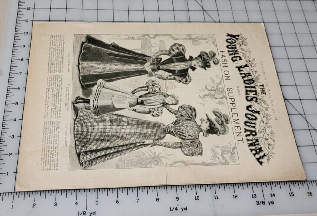 1897 Young Ladies Journal Fashion Supplement March Paper Victorian