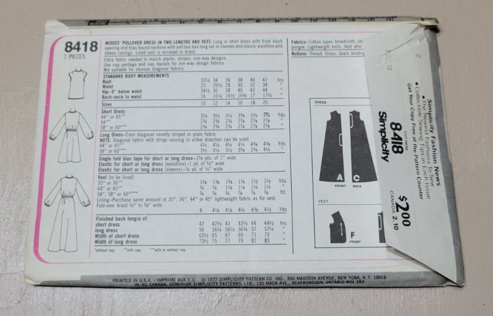 1970s Simplicity Pattern Lot 9 Bellbottoms, Caftans, Babydoll Dress Miss Juniors