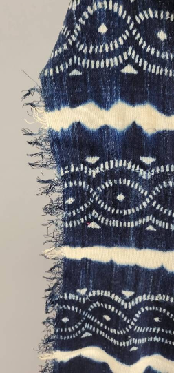 Vintage Mud Cloth Indigo Dyed Hand Woven Damask Cotton Mali Fabric Shawl Africa