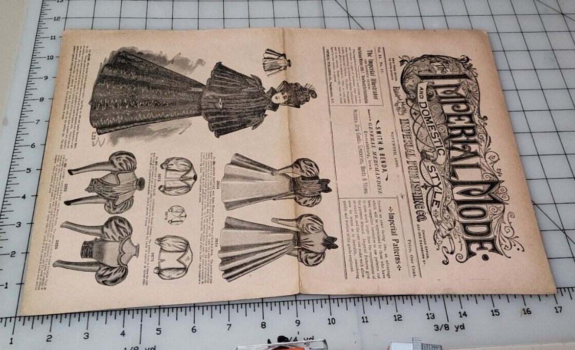 1896 Imperial Mode. November Chicago Paper Original Domestic Dress, Victorian