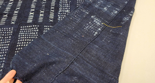 Vintage African Mud Cloth Indigo Dyed Resist Hand Woven Cotton Mali Fabric Shawl