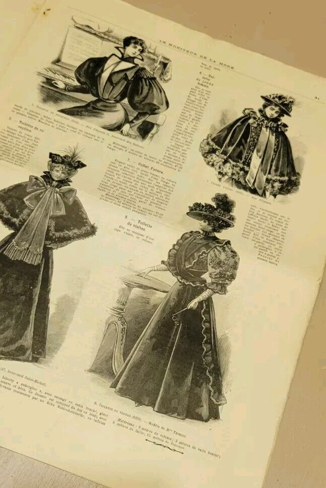 Rare 1896 Le Moniteur de la Mode January French Fashion Included Bodice Pattern