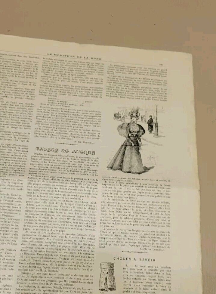 Rare 1896 Le Moniteur de la Mode January French Fashion Included Bodice Pattern