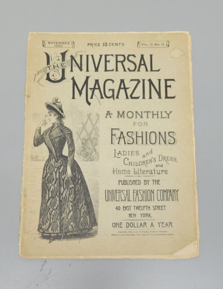 Rare 1889 Universal Magazine Novemb Monthly Catalog Fashions Mail Order Patterns