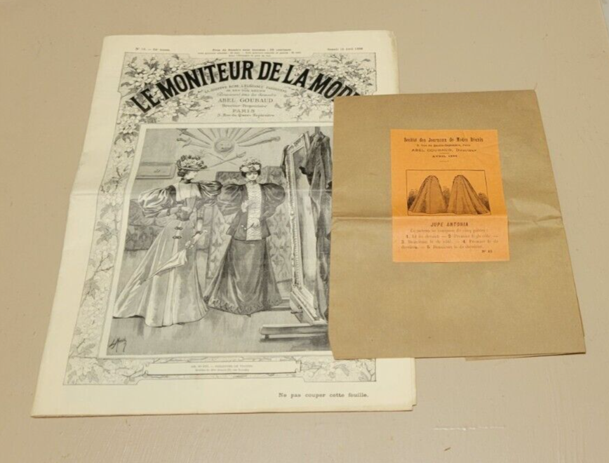 Rare 1895 Le Moniteur de la Mode April French Fashion Included Skirt Pattern