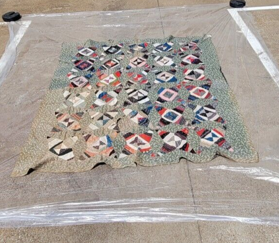 Antique Quilt Top Hand Stitched. Possible 19th Century. 1890s Faded. Unfinished